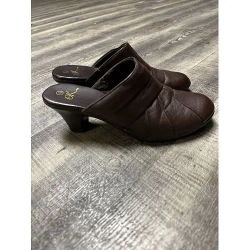 Y2K 90S‎ Heel Mule Clogs Brown Slip On Shoe Size 7.5 - Image 4