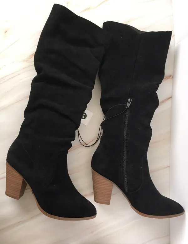 Black Suede Boots, Size 8 1/2 - Image 2