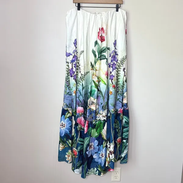 NWT Anthropologie Ruffle Cascade High-Low Dress XL Floral Botanical OB1465466‎ - Image 6