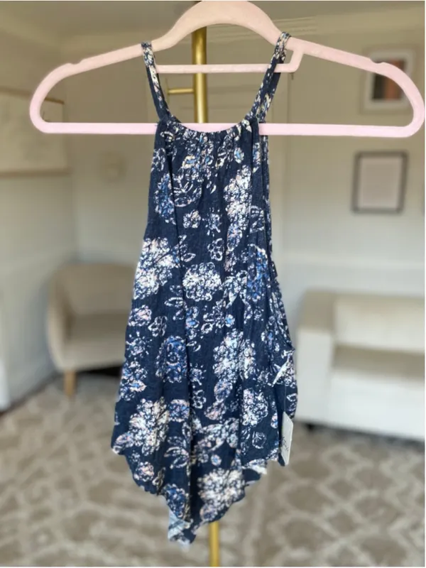 We‎ The Free People Navy Floral Halter Blouse Festival Boho Feminine Indie NWT - Image 5