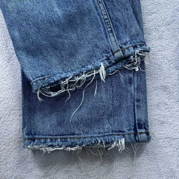 We The Free People Jeans Womens 29 Distressed Blue Denim Mid Rise Tapered Casual - Image 9