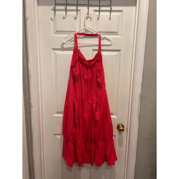 Daily Practice Anthropologie Tiered High Low Dress Pink Smocked Waist XL Pockets - Image 4