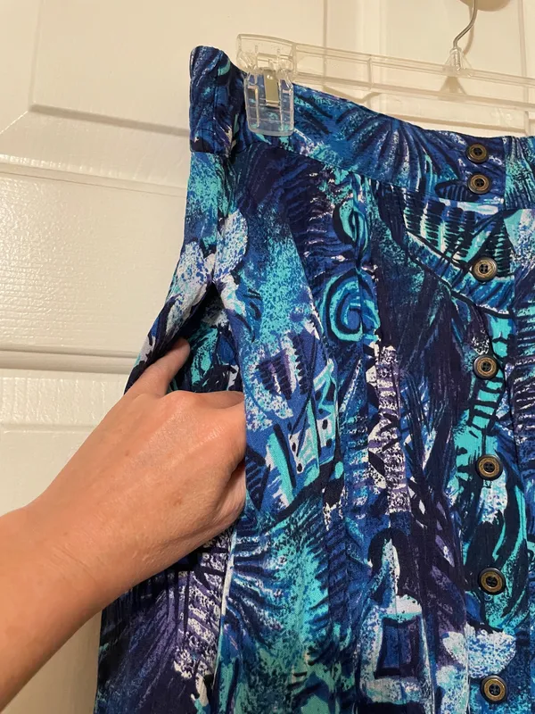 Vintage 1990’s The Limited Blue Patterned Button-Front Women's Skirt Size Medium - Image 5