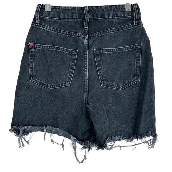 BDG Urban Outfitters Distressed Raw Hem Denim Shorts Washed Black Grunge Size 25 - Image 6