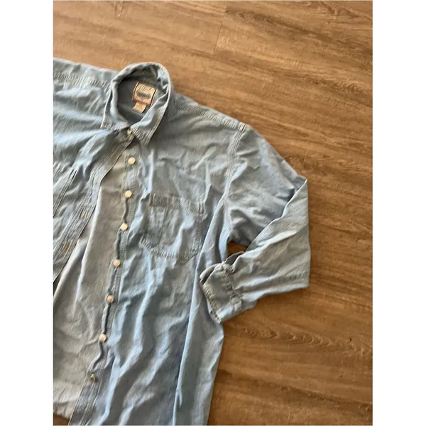 Vintage St Johns Bay Button Up Shirt Womens 24W Light Blue Denim Chambray Y2K - Image 6