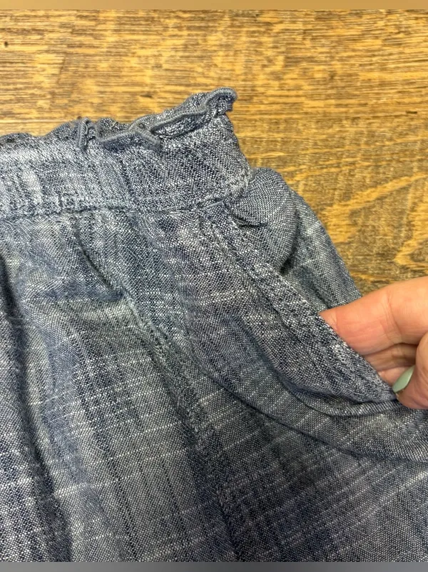 Abercrombie & Fitch Mini Skirt Blue Chambray Womens Medium Lined Elastic Waist - Image 3