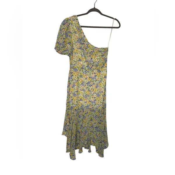 ✨ ASTR The Label Santorini Floral One‎ Shoulder Dress Yellow Green S ✨ - Image 3