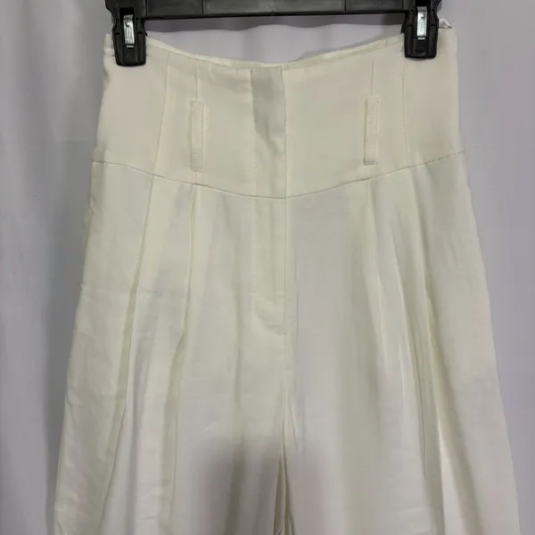Topshop Women’s Pleated Front White Crop Wide-leg Pants Size US 2 Culottes - Image 2
