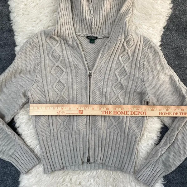 Wild Fable Cream Grey Cable Knit Zip Up Hoodie Sweater Grunge Dark Cottagecore - Image 6
