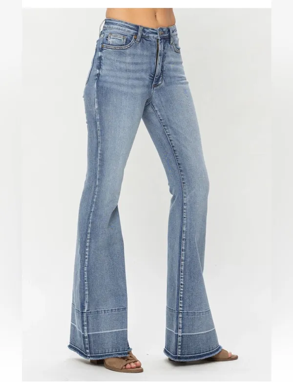 Judy Blue High Waist Tummy Control Release Hem Flare Jeans size 9/29 tall - Image 3