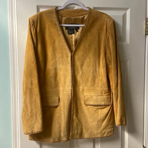 Terry Lewis Classic Luxuries Women's Tan Suede Jacket Lined GORGEOUS- Size L - Image 3