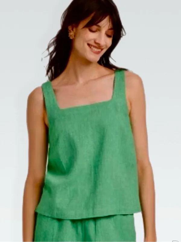 NWT Green Linen Blend Square Neck Tank Top Size M - Image 4