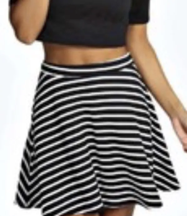 Mossimo Supply Co. Black & White Striped Skater Skirt - Image 5