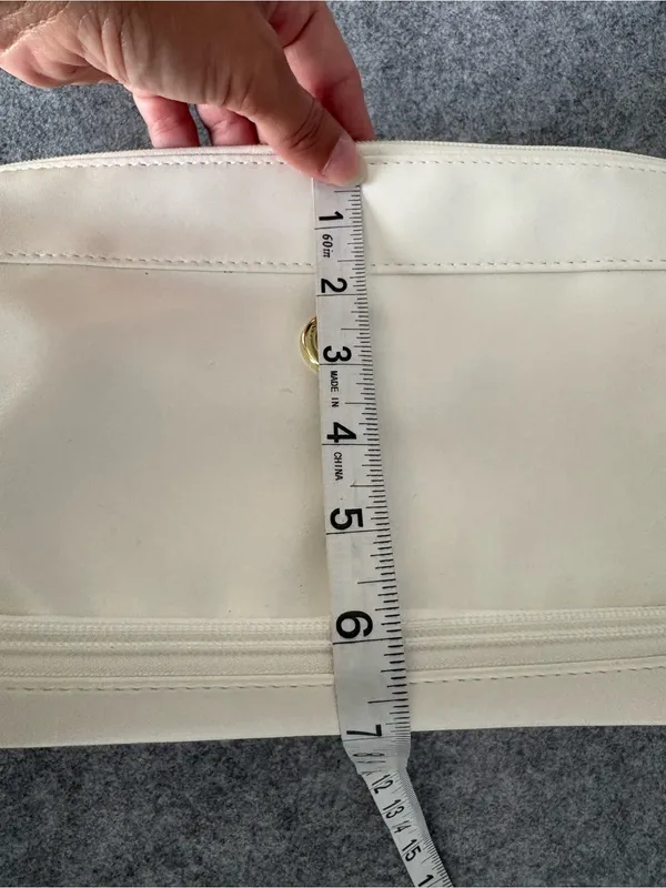 C Cream Leatherette Wristlet Cosmetic Pouch with Gold C Accent - Image 4