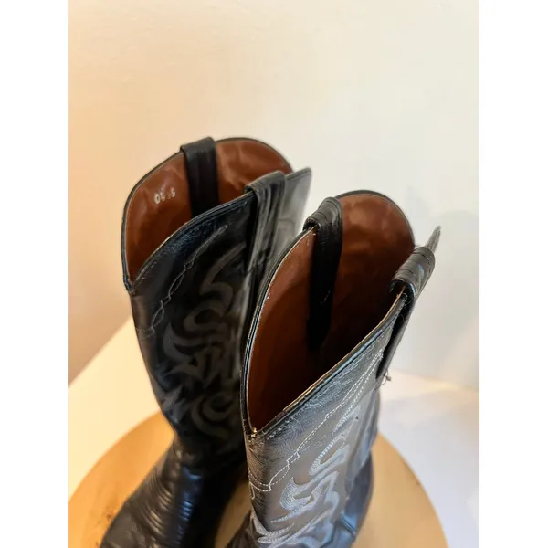 Vintage Dan Post Classic Black Genuine Leather Western Boots Size 9 Women's - Image 14