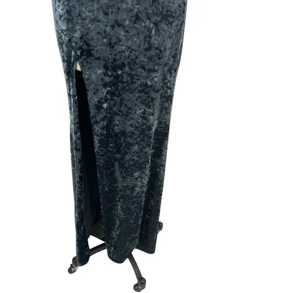 La Femme 25659 Strappy Plunging Velvet Slit Dress‎ Gown Blue Size 6 - Image 8
