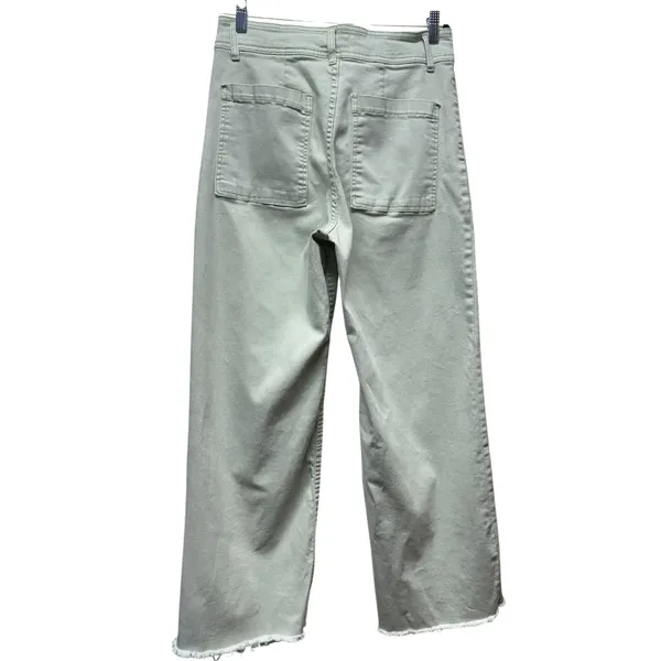 OAT New York High Rise Wide‎ Leg Raw Hem Jeans Women Sz 10/30 Sage Green - Image 2