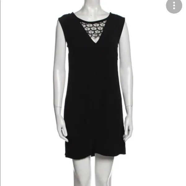 Sandro Paris Black Sleeveless Lace Cutouts Mini Shift Dress Womens 2 Formal - Image 3