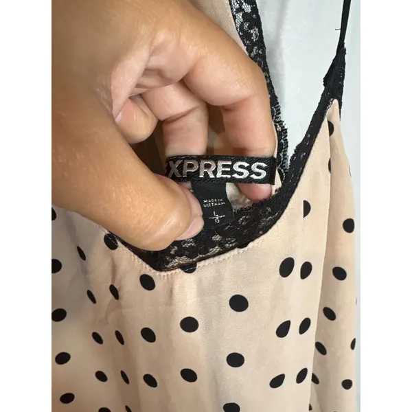 Express beige and black polka dot lacy cami tank - Image 3