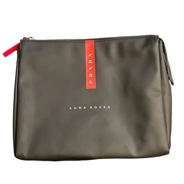 Prada Luna Rossa Unisex Black/Red Pouch - Image 2