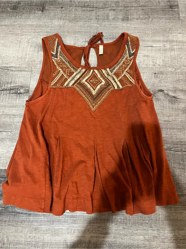 FREE PEOPLE Libertine Embroidered Open Back Tank in Rust - Image 3