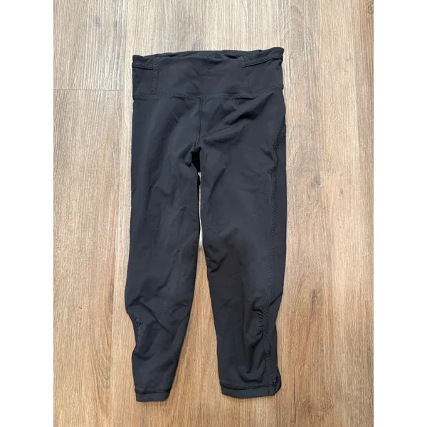 Lululemon Black Running Crop‎ Leggings Womens Size 4 Activewear Athletic - Image 4