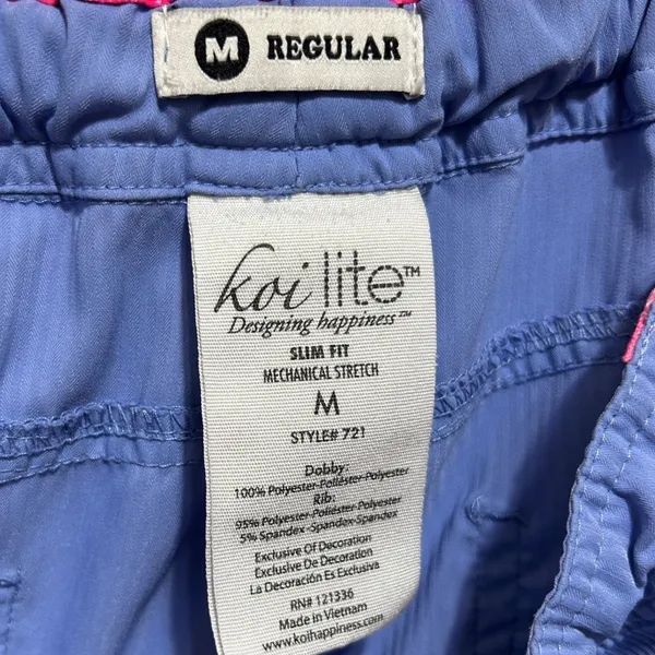 Koi Lite Womens Scrub Pants M Blue‎ Utility Cargo Medical Workwear Straight Leg - Image 6