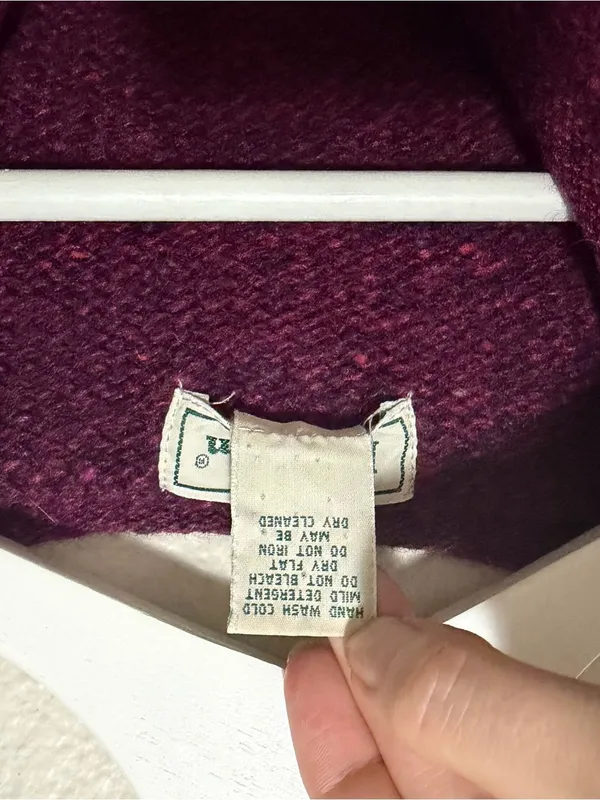 L.L. Bean Heathered Wool Blend Button Front Sweater Vest Rustic Cottagecore M Purple Size M - Image 4