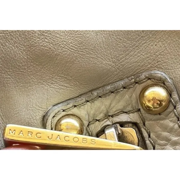 Vintage Marc Jacobs Christy Leather Gray Gold Handbag Iconic Shoulder Bag Purse - Image 12