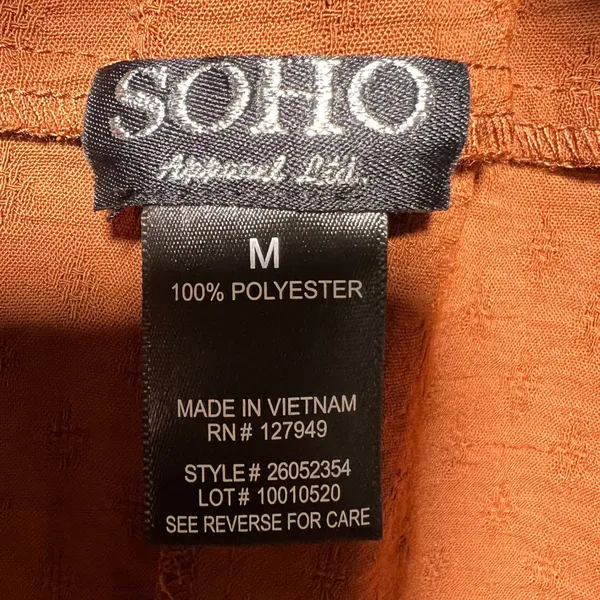 Soho Rust Orange Terracotta Textured‎ Mini Skirt Elastic Waist Pockets M Flowy - Image 5