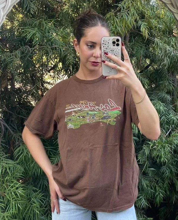 Brandy Melville Los Angeles Brown vintage retro style oversized graphic tee sz s - Image 2