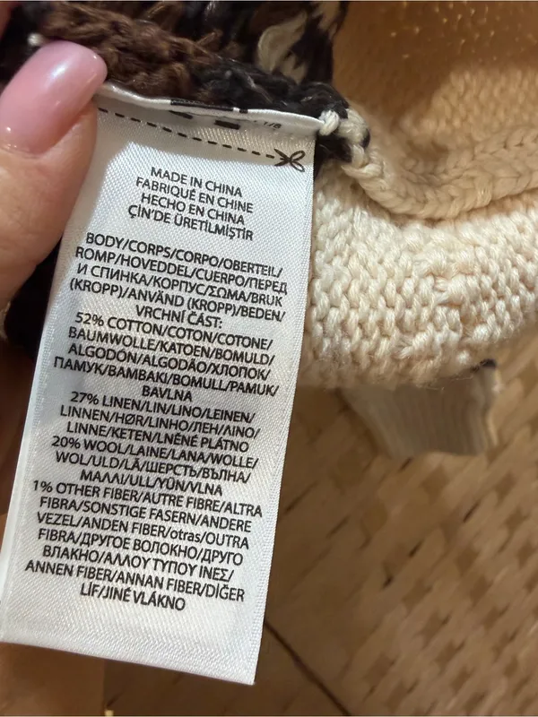 Polo Ralph Lauren Cotton / Linen Cream Fair Isle Knit Sweater Brown Pattern S - Image 3