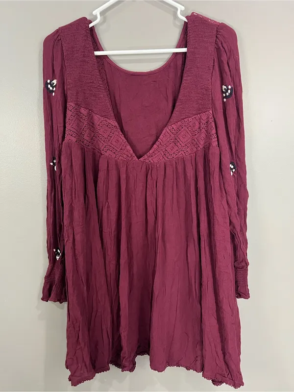 Free People Mohave Embroidered Long Sleeve Mini dress Size Medium - Image 6
