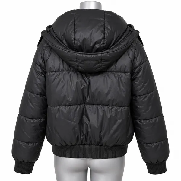 Abercrombie & Fitch Black Puffer Jacket Detachable Hood Water Resistant Medium - Image 3