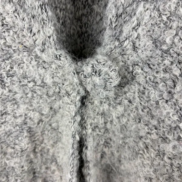 Tey Art Inc Gray‎ Cardigan XL Alpaca Wool Blend Fuzzy Sweater Handmade in Peru - Image 3