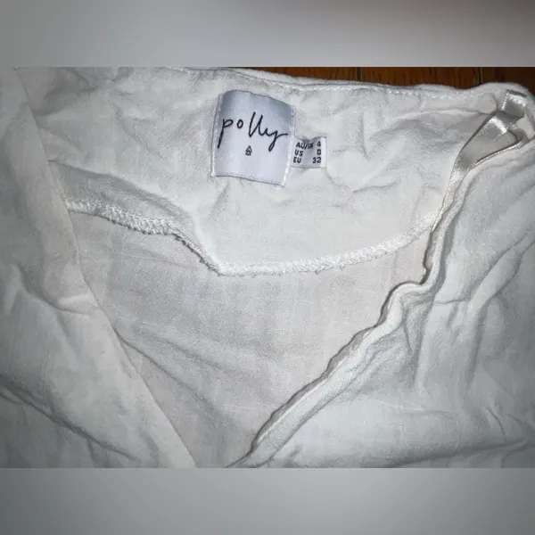 Chic White Asymmetrical Button Dress Size 0 - Image 2