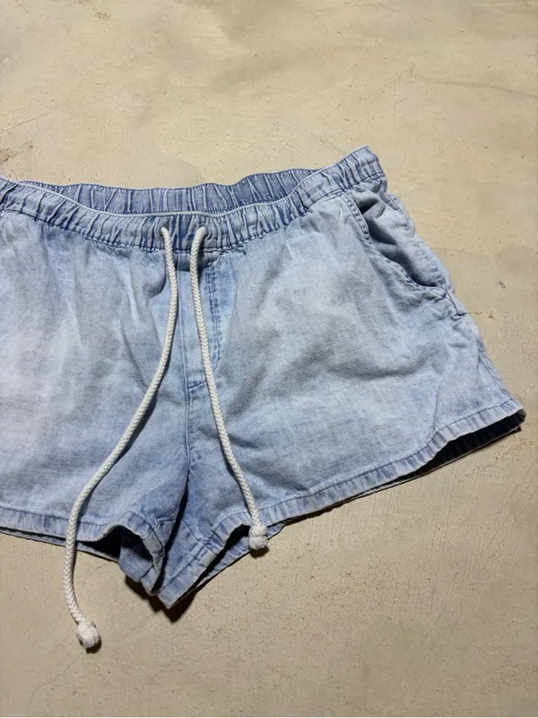 Aerie Light Blue Drawstring Women’s Shorts large - Image 3