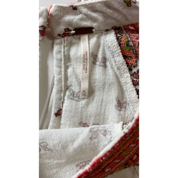 Free People Matty Printed Crop Tank Top Ivory Red Orange Geometric XL - Image 4