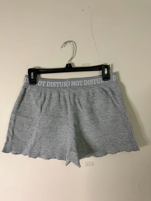 Do Not Disturb Women’s Ribbed Lounge Shorts - Gray - Image 3