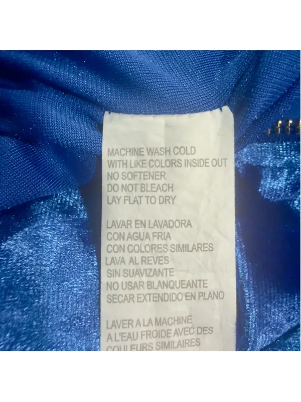 Fabletics Royal Blue Crushed Velvet Zip Up Cropped Hoodie Medium - Image 5