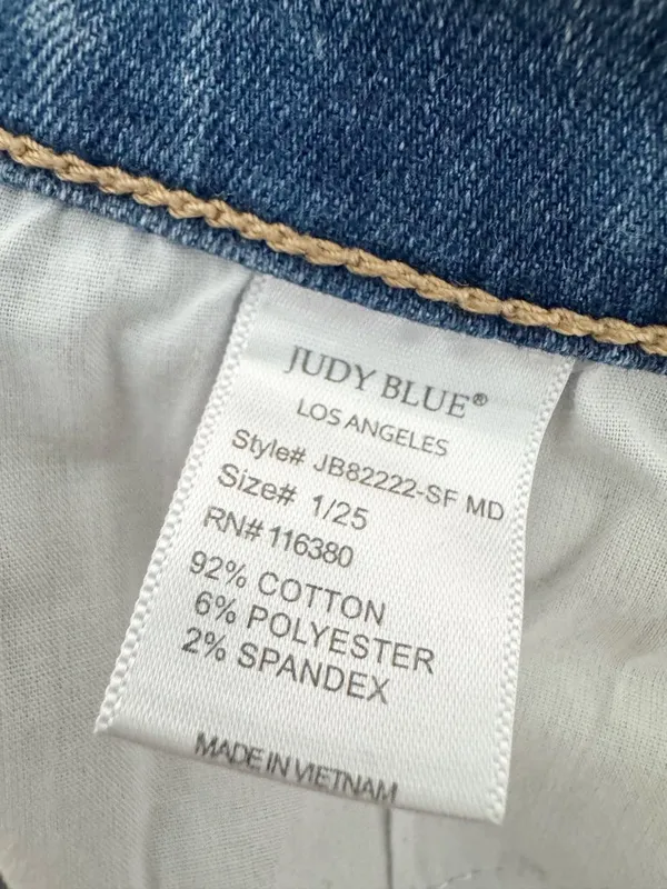 Judy Blue Jeans Size 25 Blue Mid Rise Relaxed Fit‎ Raw Hem Denim Grunge Indie - Image 6