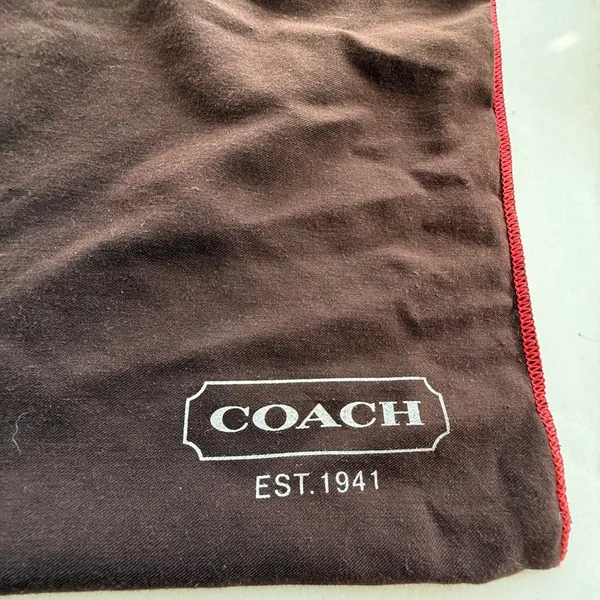 Coach Brown Large Cotton Dust Bag Red Drawstring Logo Storage Accessory Travel - Image 2