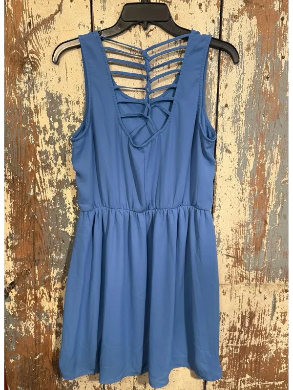 Doe & Rae Women's Blue Sleeveless Scoop Neck Crossback Athletic dress, size XL - Image 4