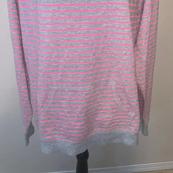 Made For Life pink grey striped casual pullover sweatshirt - Image 3