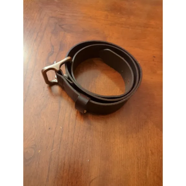 Levi's Signature Brown Leather Belt Silver Buckle Size 34/85 - Image 2