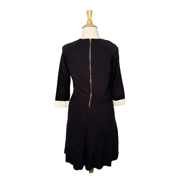 Vince Camuto Black And White Trim Fit And Flare Knit Sweater Dress Size XL - Image 3