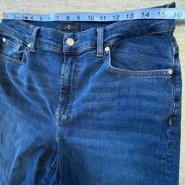 7 For All Mankind The Modern Straight‎ Jeans Women 31x25 Raw Hem Cropped (cut) - Image 6