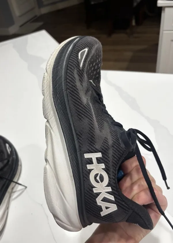 Hoka Clifton 9 Black and White Running Shoes - Image 7
