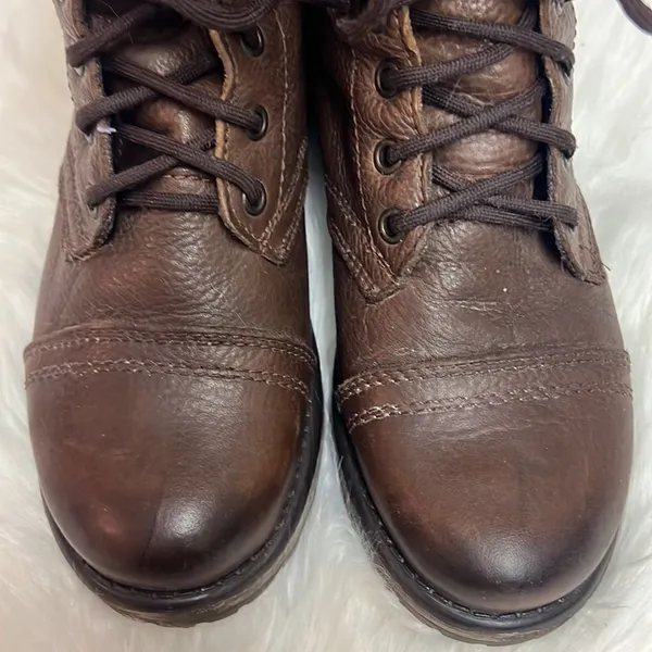 Steve Madden Brown Leather Fame Military‎ Style Boots Fisherman Core B19B - Image 9