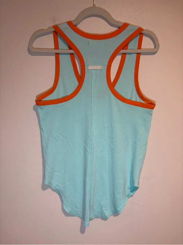 We The Free People Reggi Tank Top Light Blue Orange Trim Size XS - Image 8